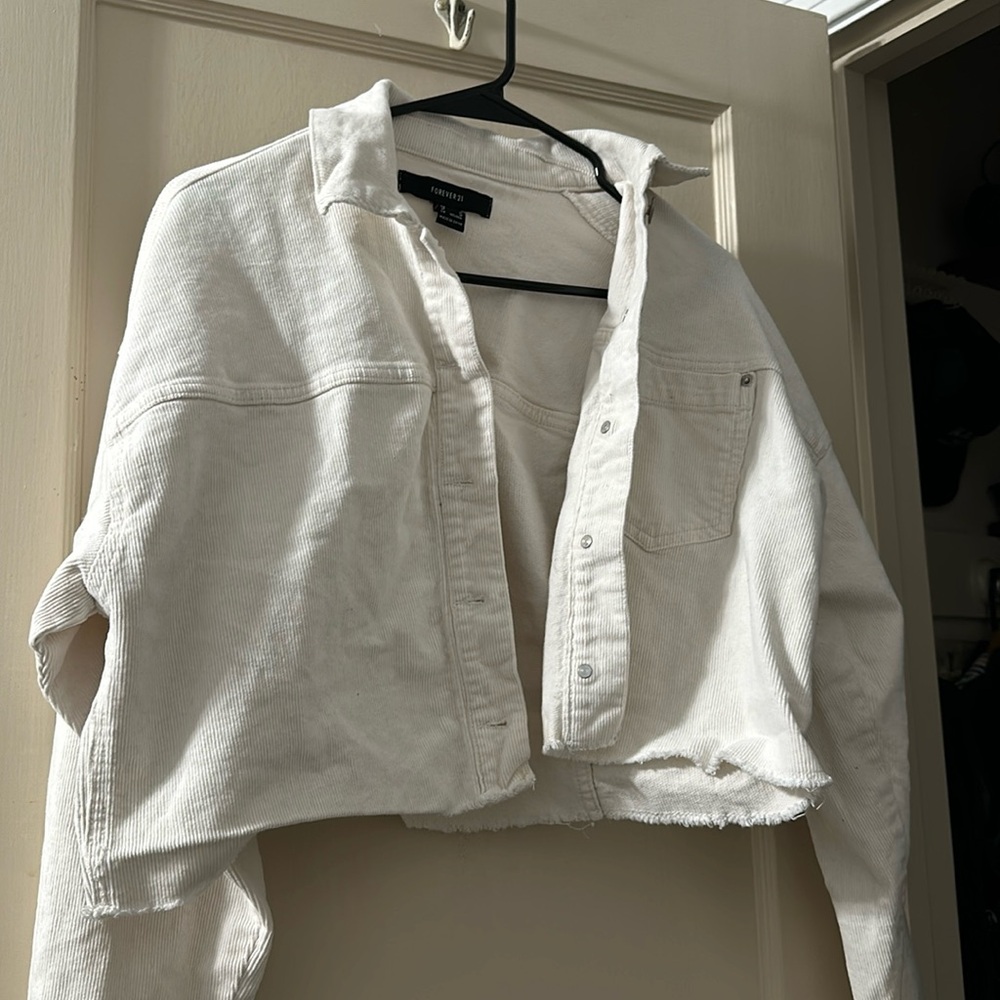 White/cream cropped jean jacket